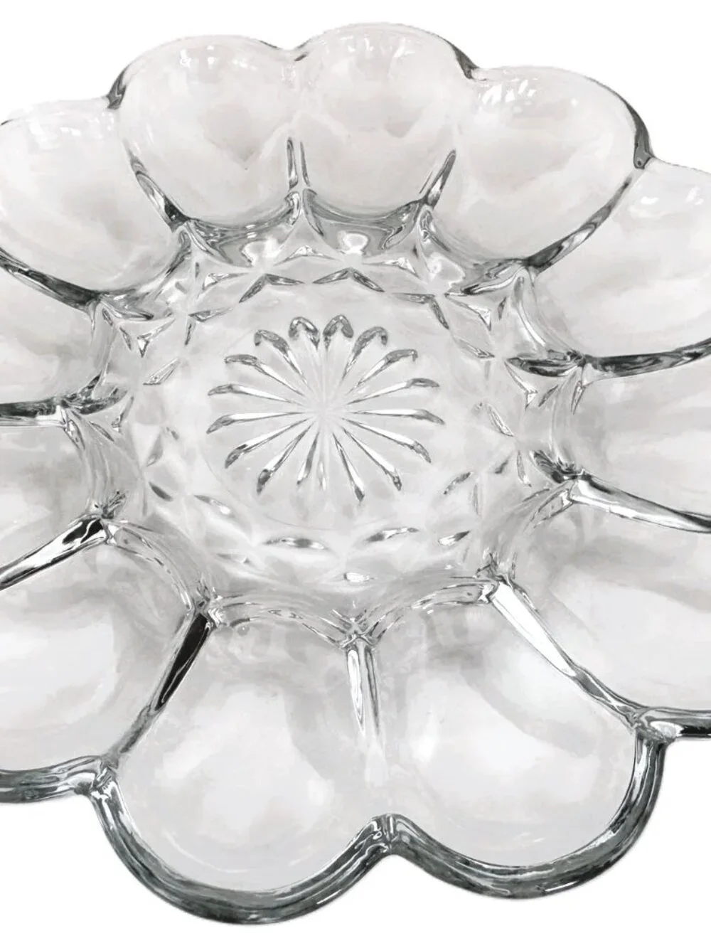 ANCHOR HOCKING Vintage Glass 12 Egg Serving Platter Tray